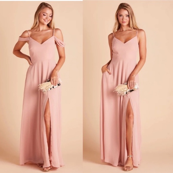 NWT Birdy Grey Dress DEVIN CONVERTIBLE Dress CHIFFON DUSTY ROSE Large Formal - Picture 5 of 8